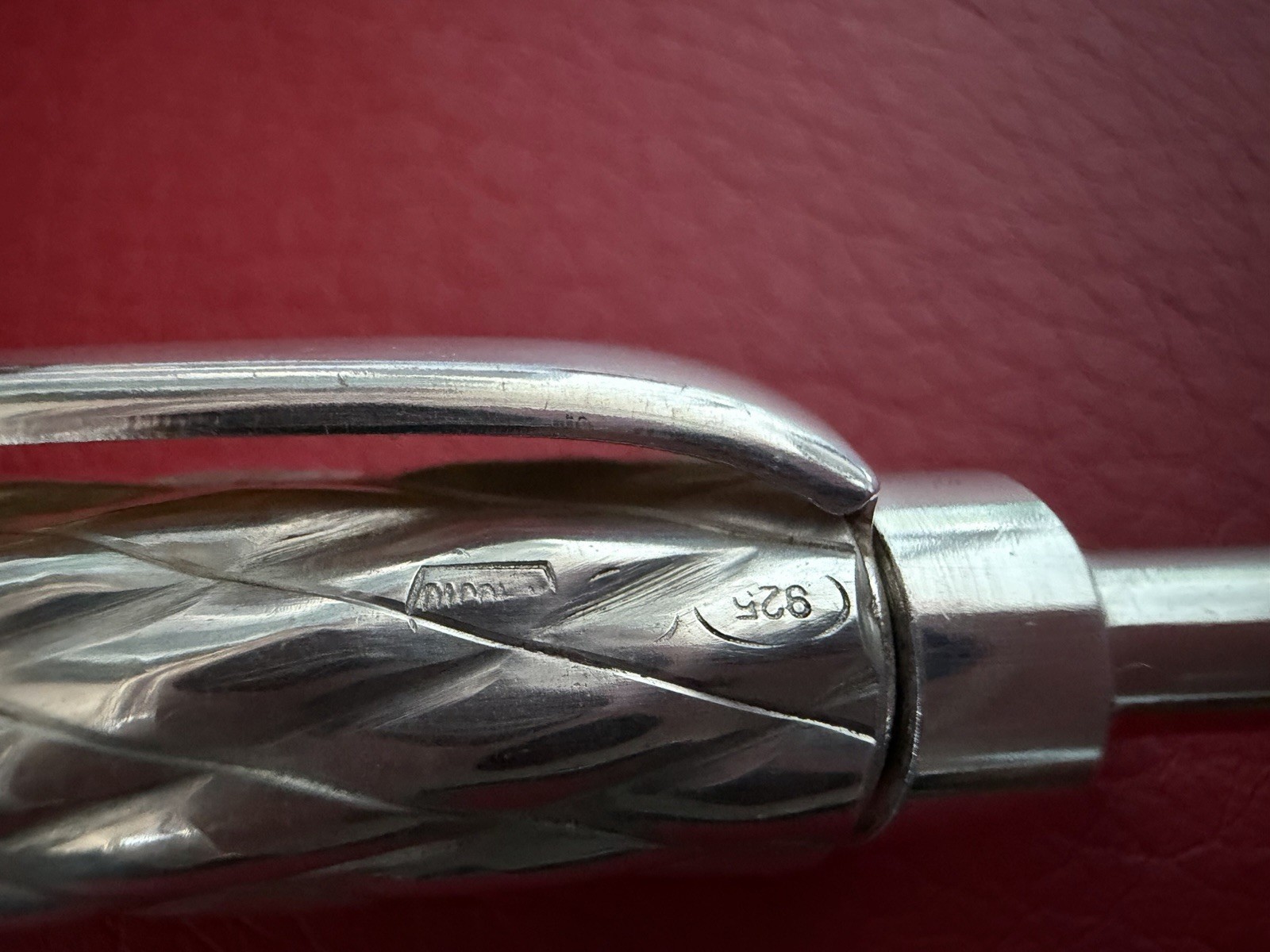 Cesare Emiliano Sterling Silver 925 Solid Pen Ballpoint Vintage Relief Weave