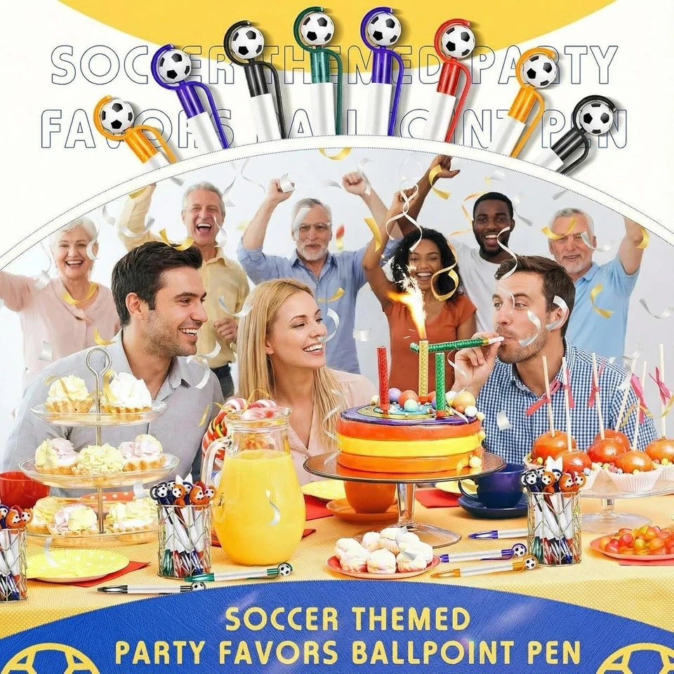 Dianelhall 20 Pcs Soccer Party Themed Soccer Pen Football Ballpoint Pens Retract