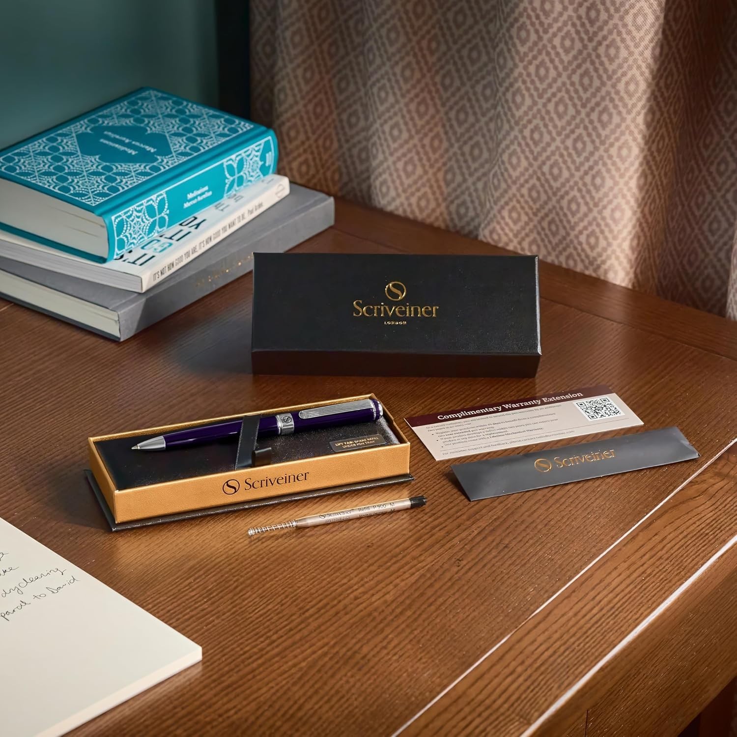 Brass Aubergine Pen – Elegant Schmidt Refill, Luxury Writing
