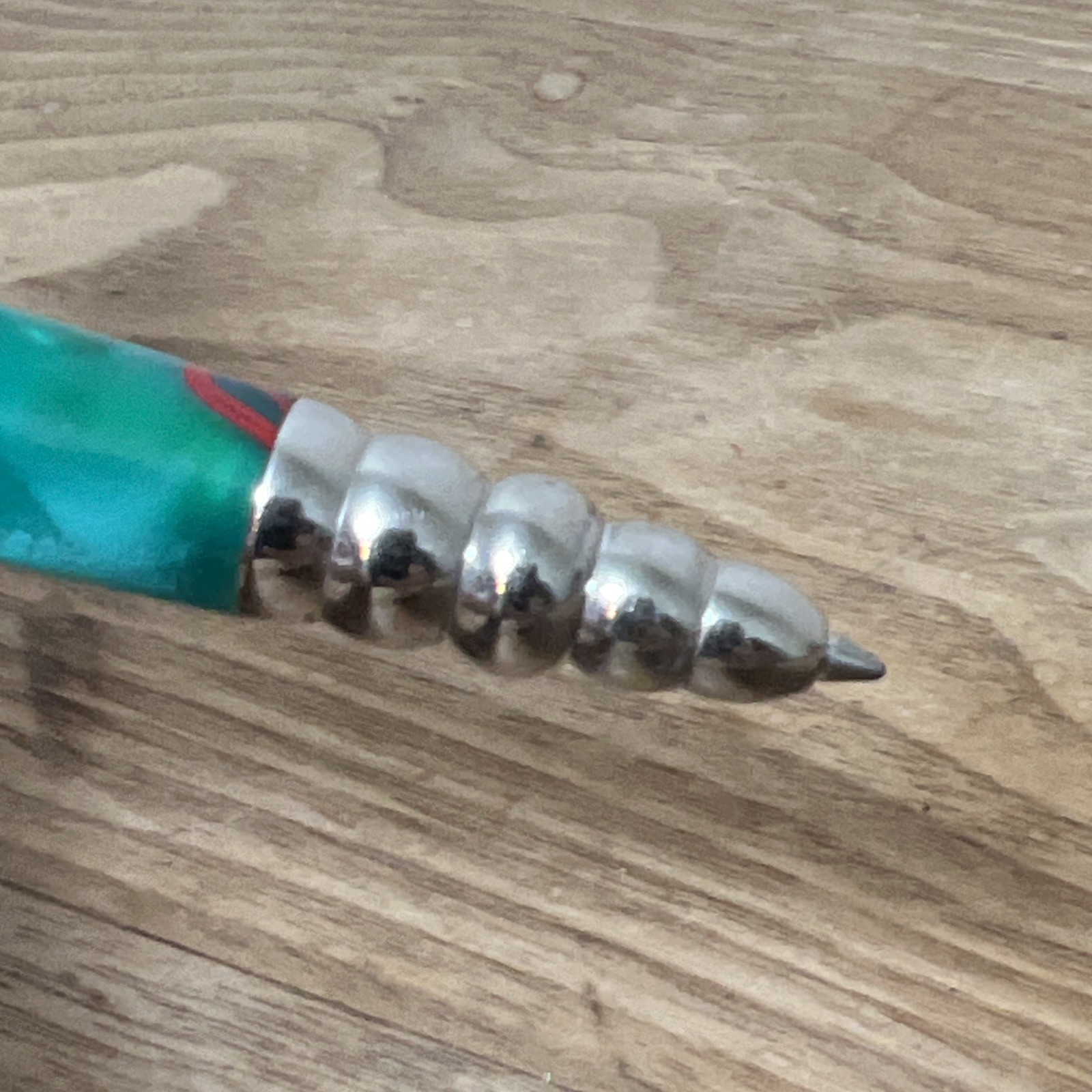 Jean Peierre LePine Zig Zag Ball Point Pen Green Red Silver Very Nice Works Grea