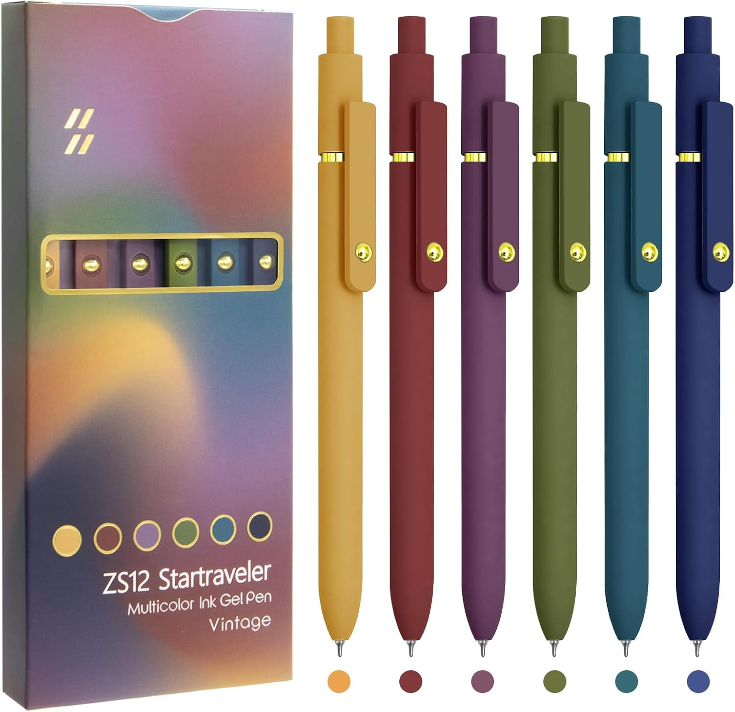 Colorful Pens, 6 Pcs Colored Pens Fine Point Smooth Writing Pen, 0.5mm Colored I