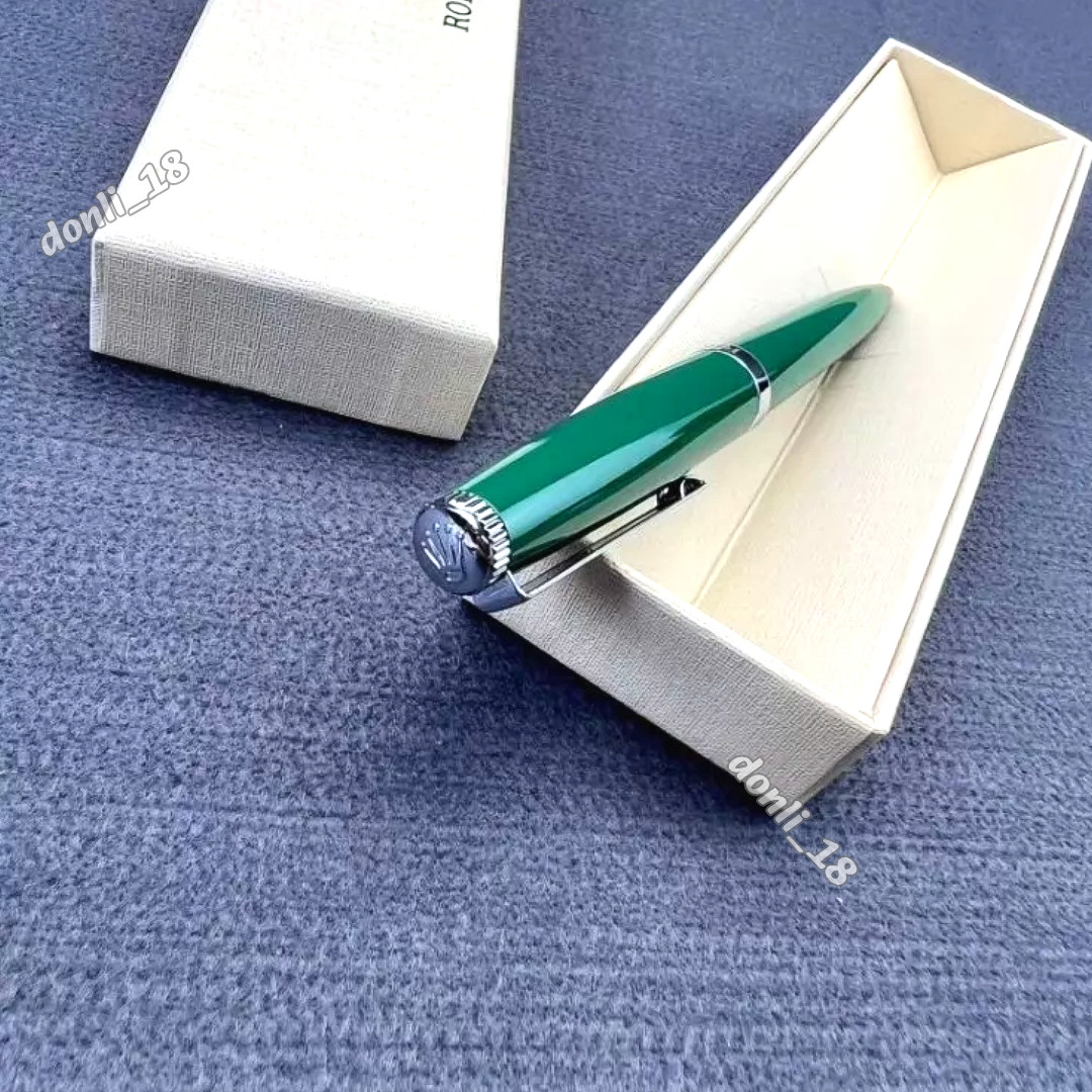 ROLEX Green Silver Ballpoint Pen AD VIP Gift Luxury Collectible New Boxed