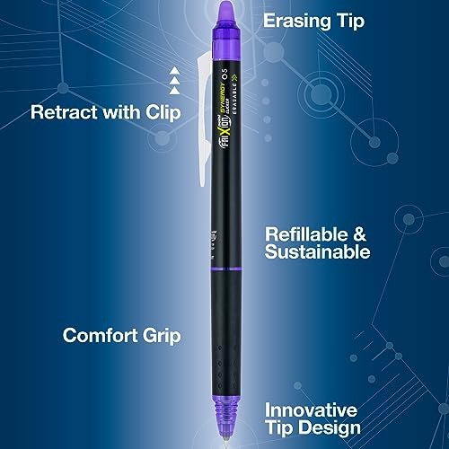 Pens, FriXion Synergy Clicker Erasable, Refillable, Retractable Gel 0 Purple