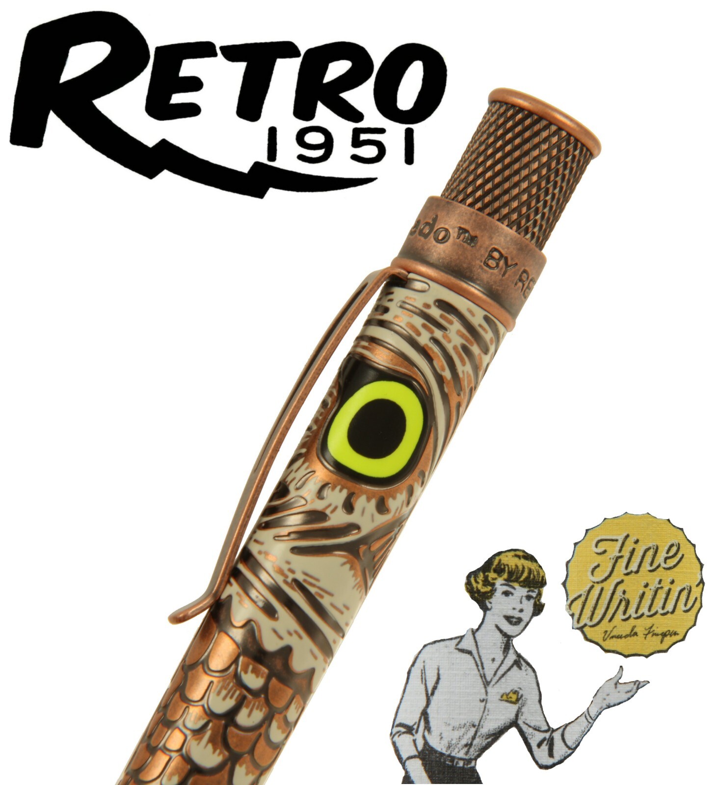 Owl Rescue / Acid Etched Twist Action Ballpoint Pen #VBP-2376 By Retro 51