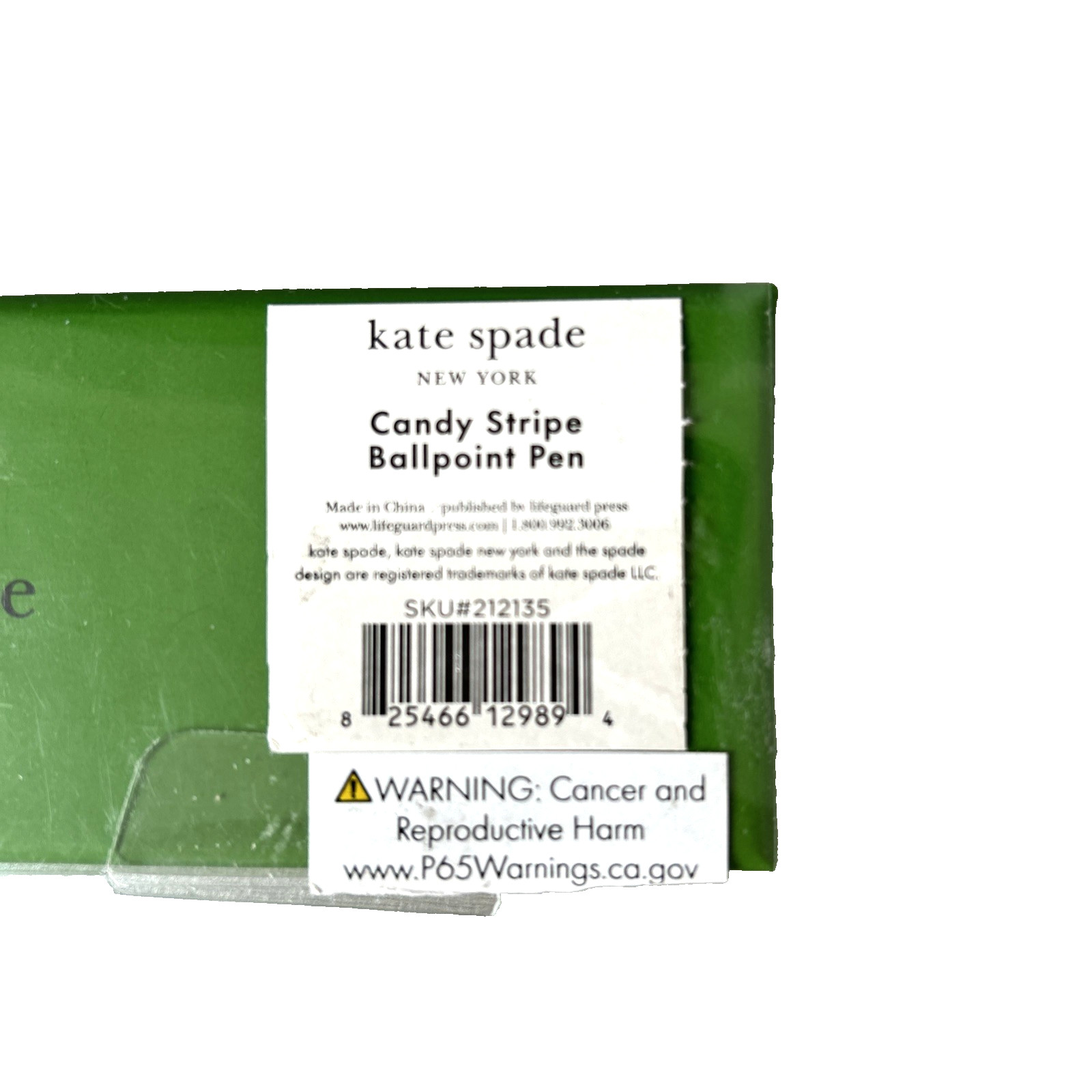 Kate Spade New York Candy Stripe Black Ink Ballpoint Pen Colorblock Snap Cap New