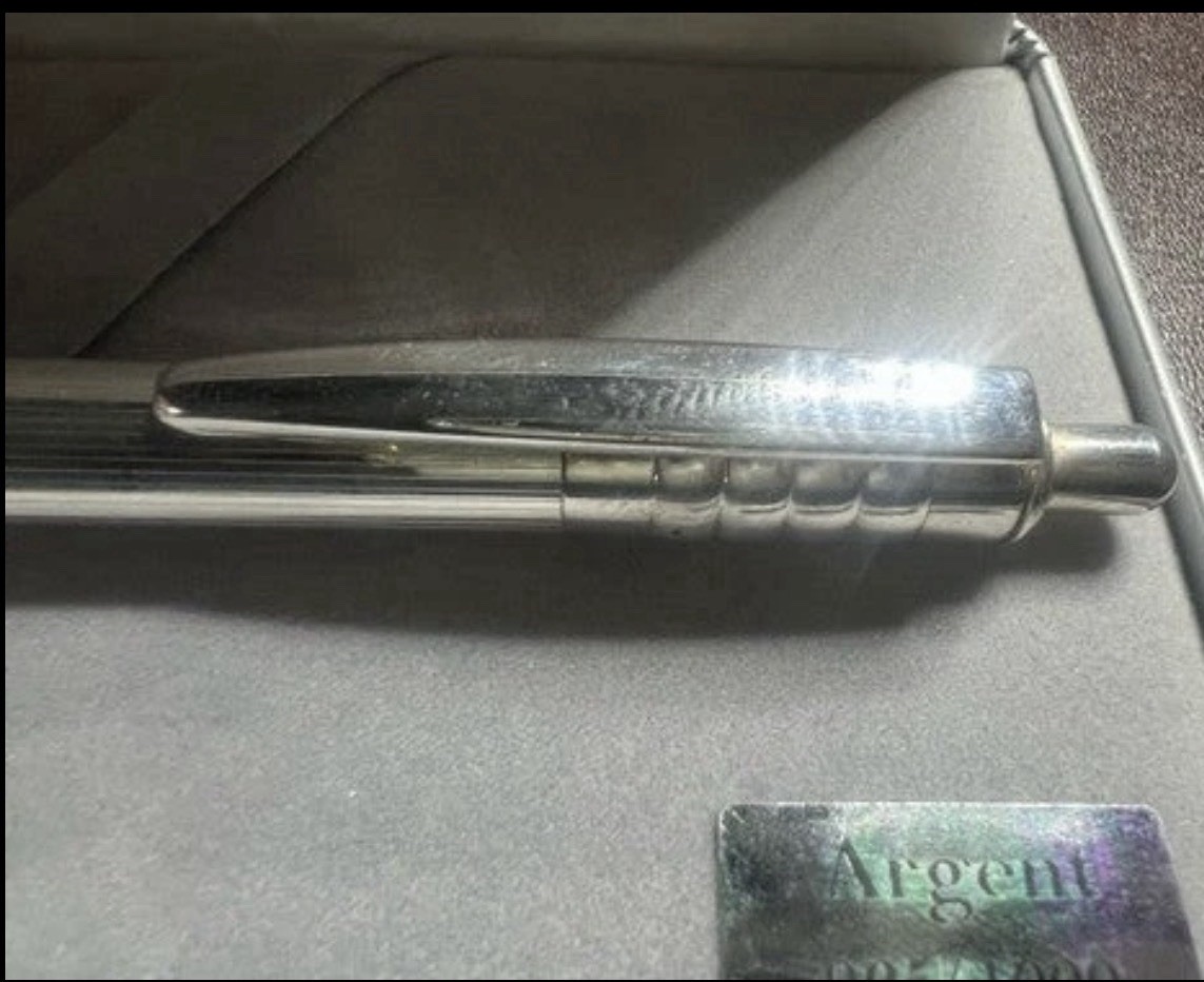 UNOARGENTO Sterling Silver 925 Solid Ballpoint Pen With Engraved Clip