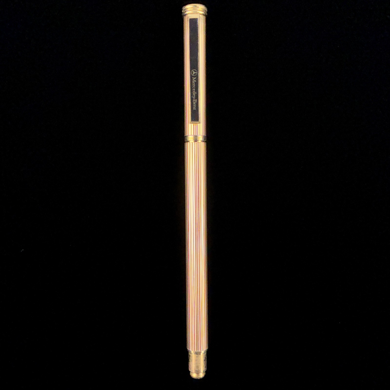 Vintage Mercedes Benz Gold Tone w/ Black Trim Lined Shaft Ballpoint Pen