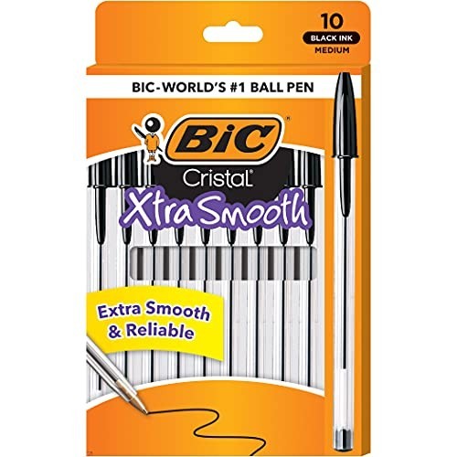 Pack of 10 Ballpoint Pen – Black Ink Ball Point Pens for Office Writing School
