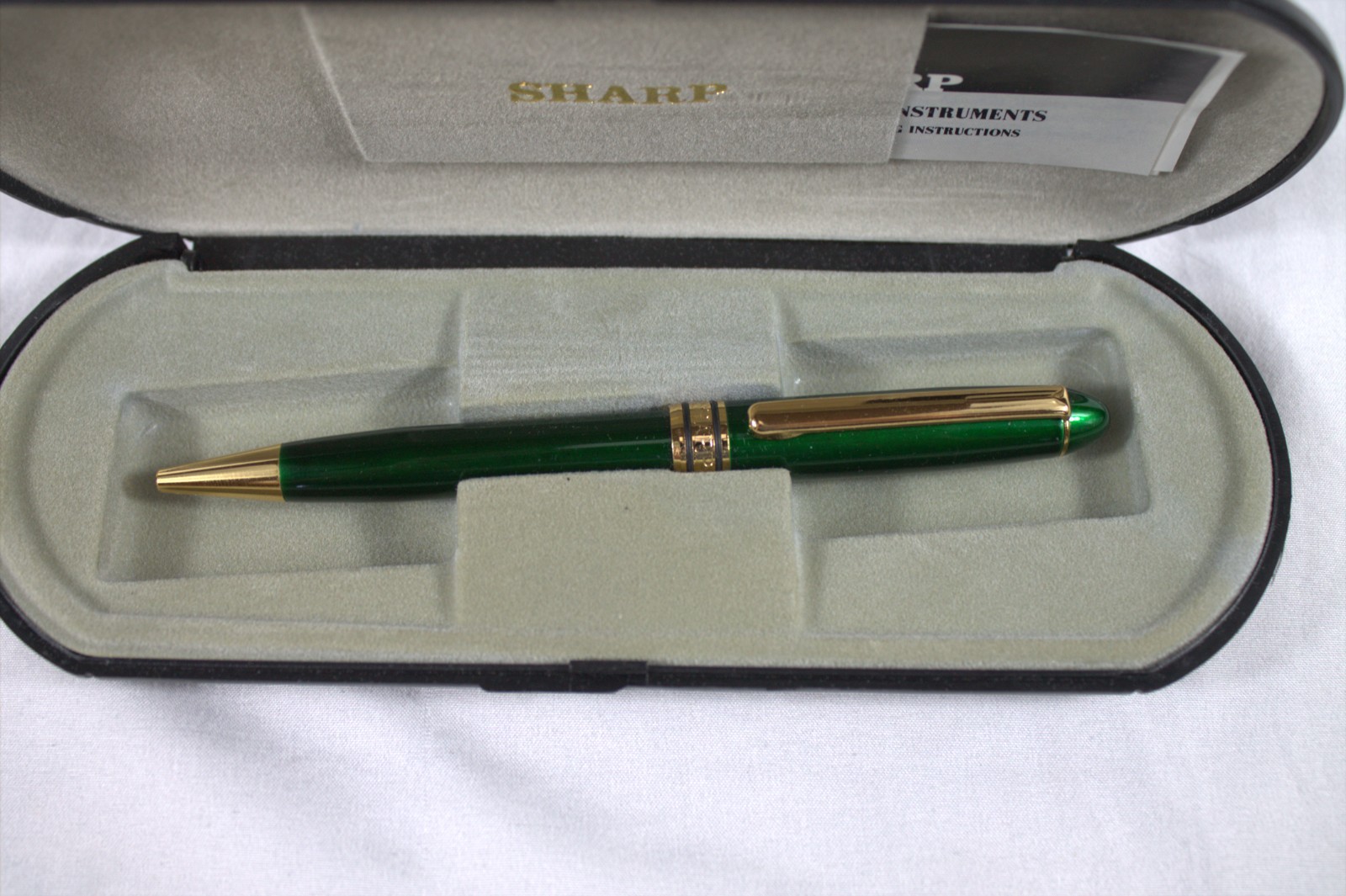 Vintage Sharp International Green enamel Gold Accent Twist Writing Pen