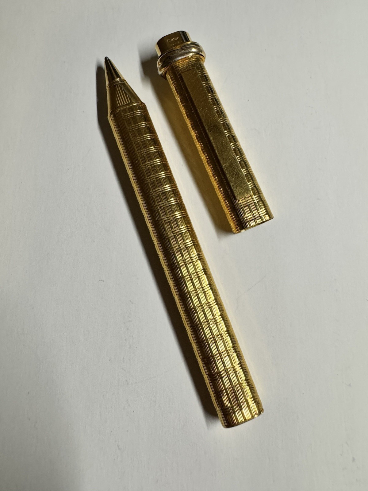 Vintage Cartier Ballpoint Pen Vendome Trinity 18K Gold Finish Textured
