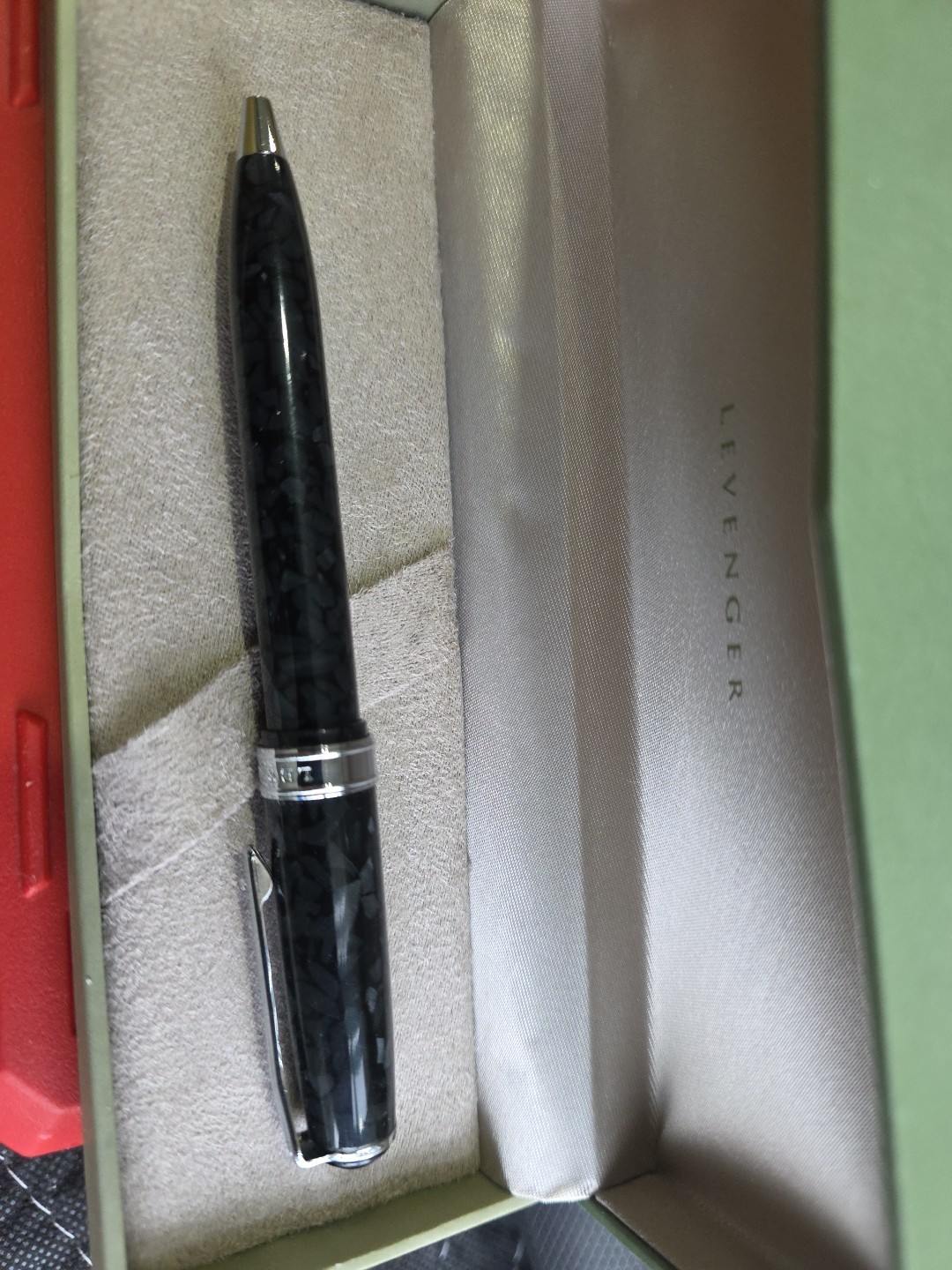 Levenger Black Mossaic Ballpoint Pen No Ink Generic Box