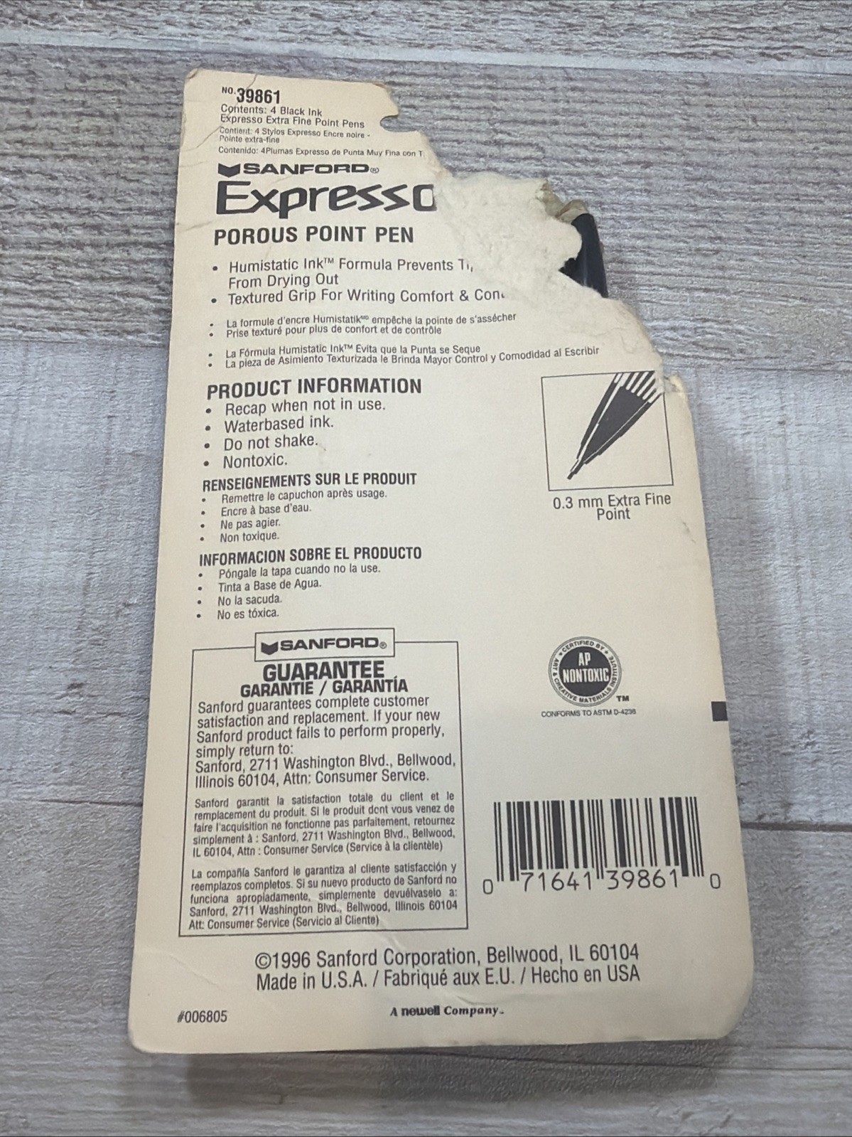 New 1996 Sanford Expresso Extra Fine Polymer Point Pens Lot Of 4 Black 0.3 mm