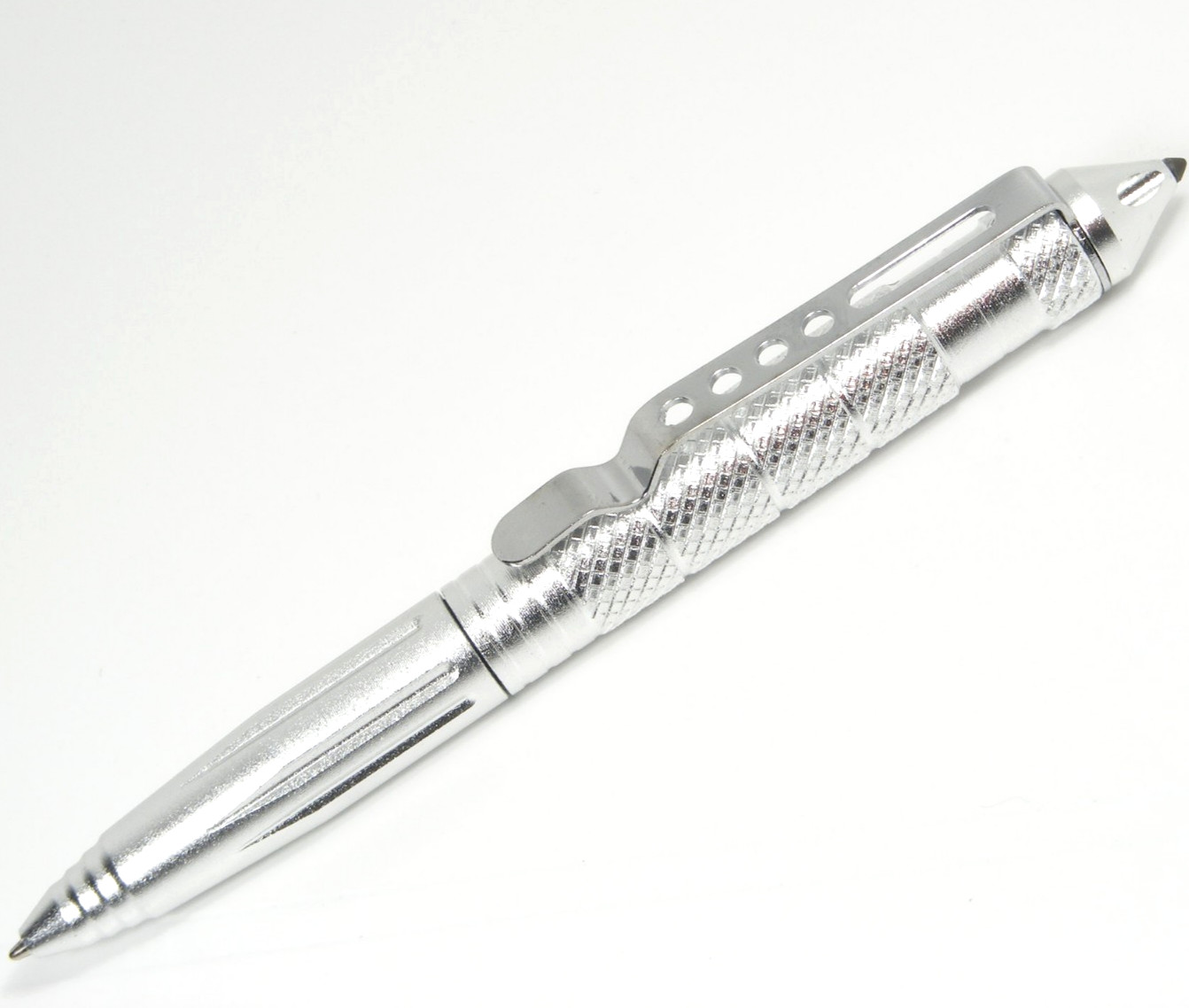 Tactical Silver Aluminum Pen w/ Glass Breaker Cap Heavy-Duty Writing Black Gift