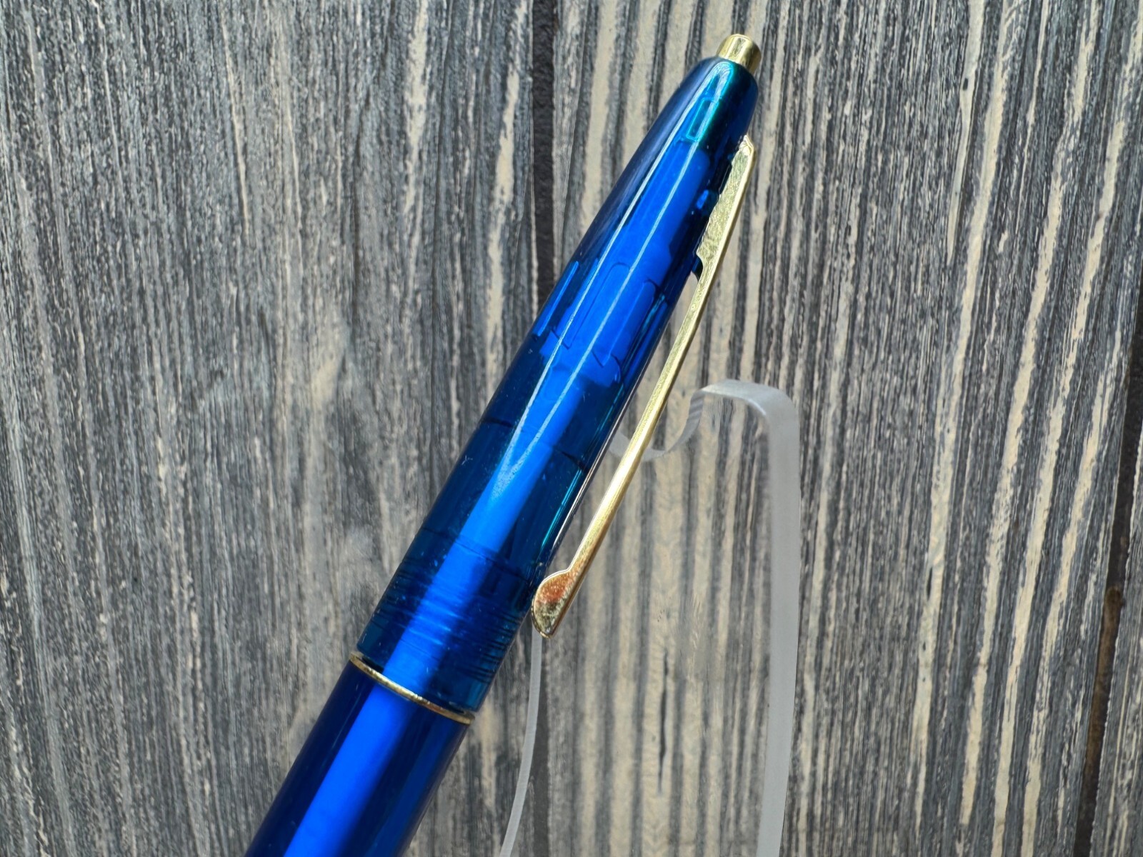 Dent County Bank Branded Click Blue Pen With Gold Clip