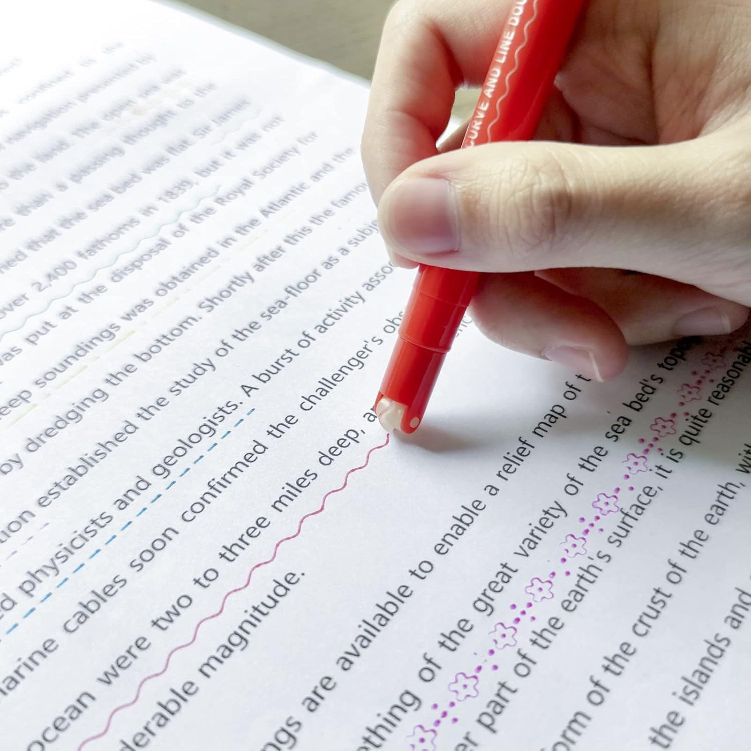 8PCS Curve Highlighter Pen for Note Taking, Dual Tip Pens with 8 Different Curve