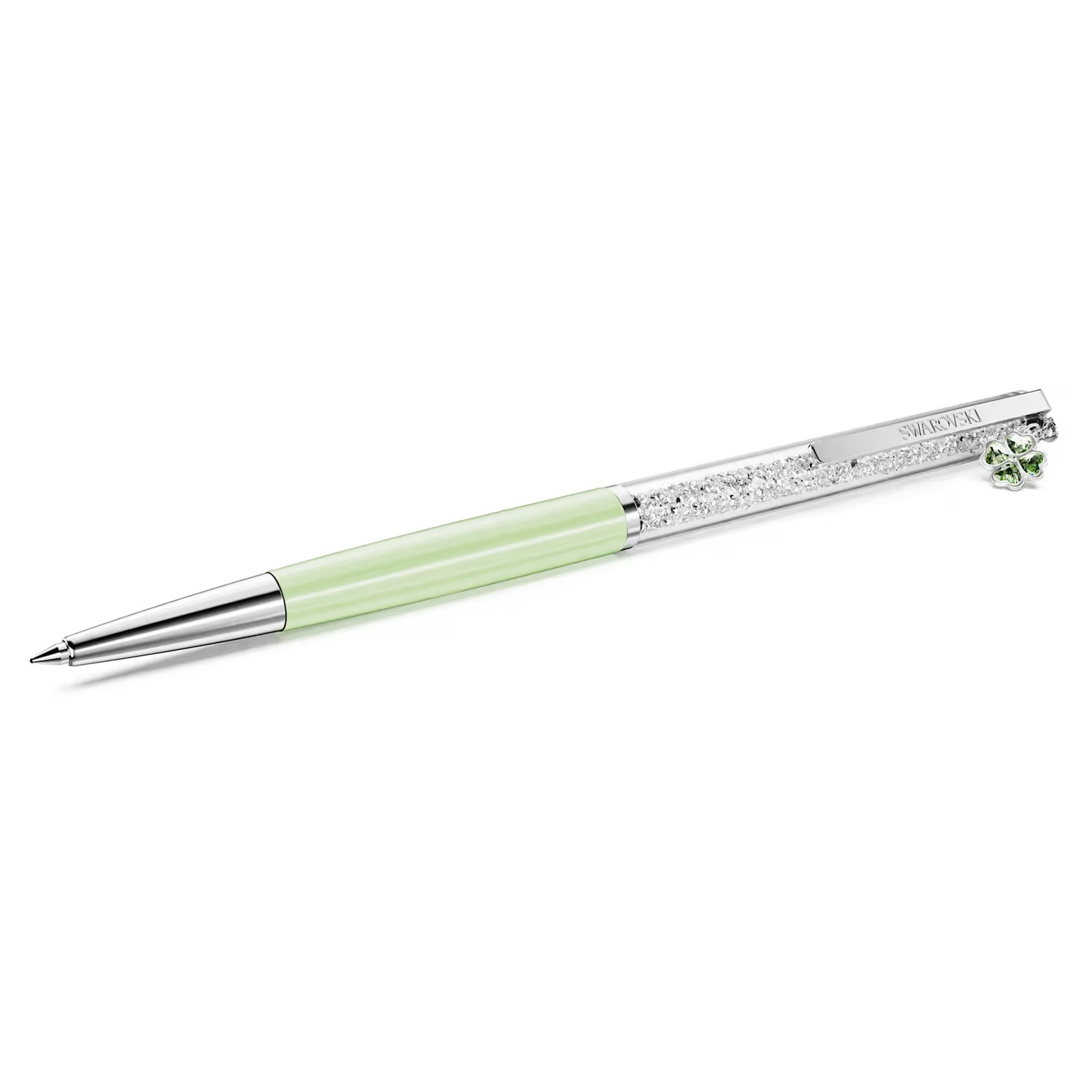 Swarovski Crystalline Ballpoint Pen, Clover, Green Lacquered, Chrome 5732973