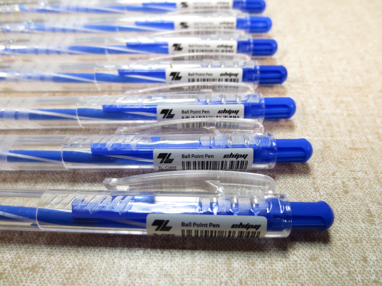 Thien Long TL-089 Retractable Ballpoint Pen 0.5mm tip Blue Writing 10Pcs Chipy