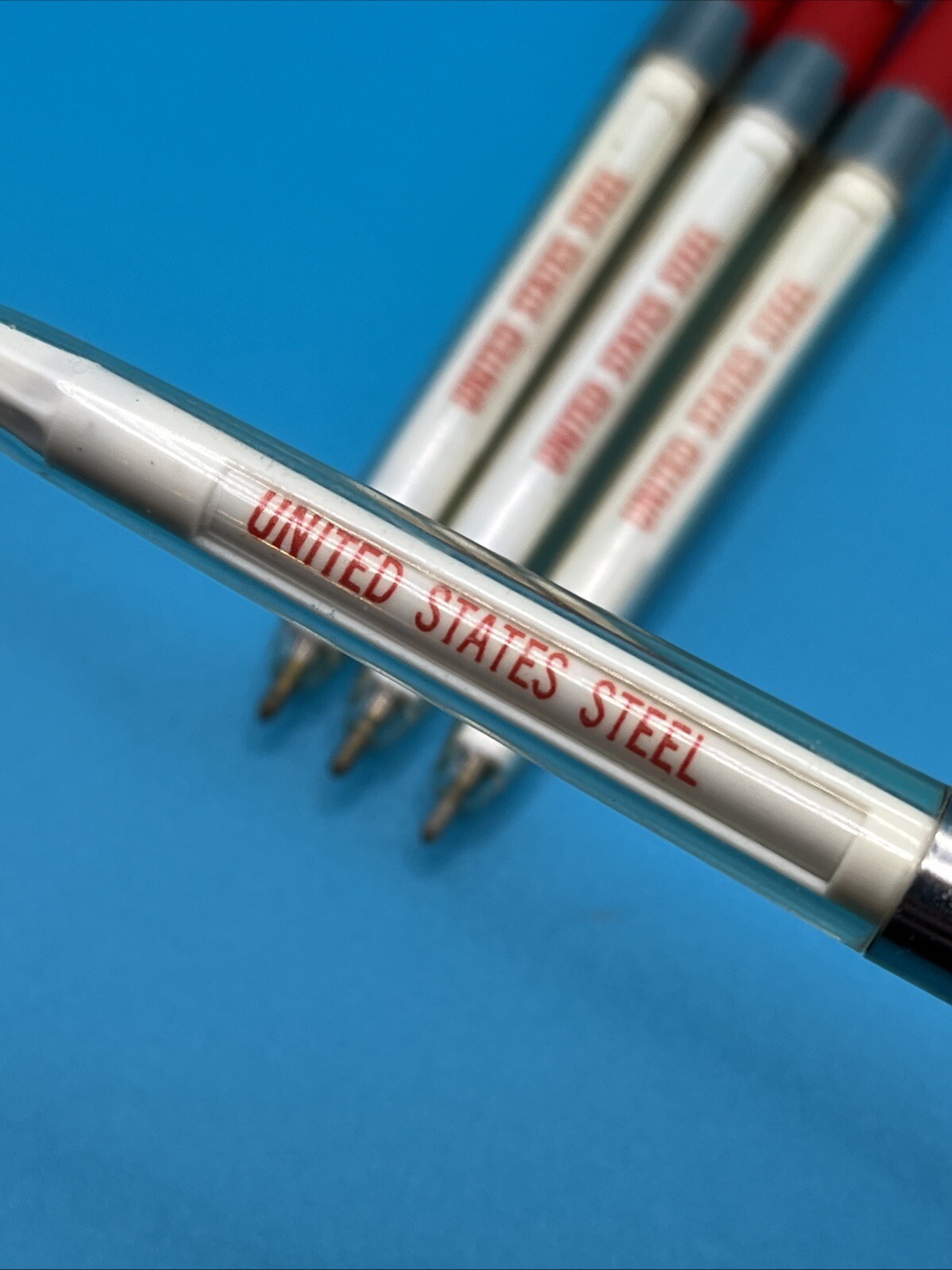 Vintage Advertising Pen United States Steel Any Pipe Any Time We Mean It Lot (4)
