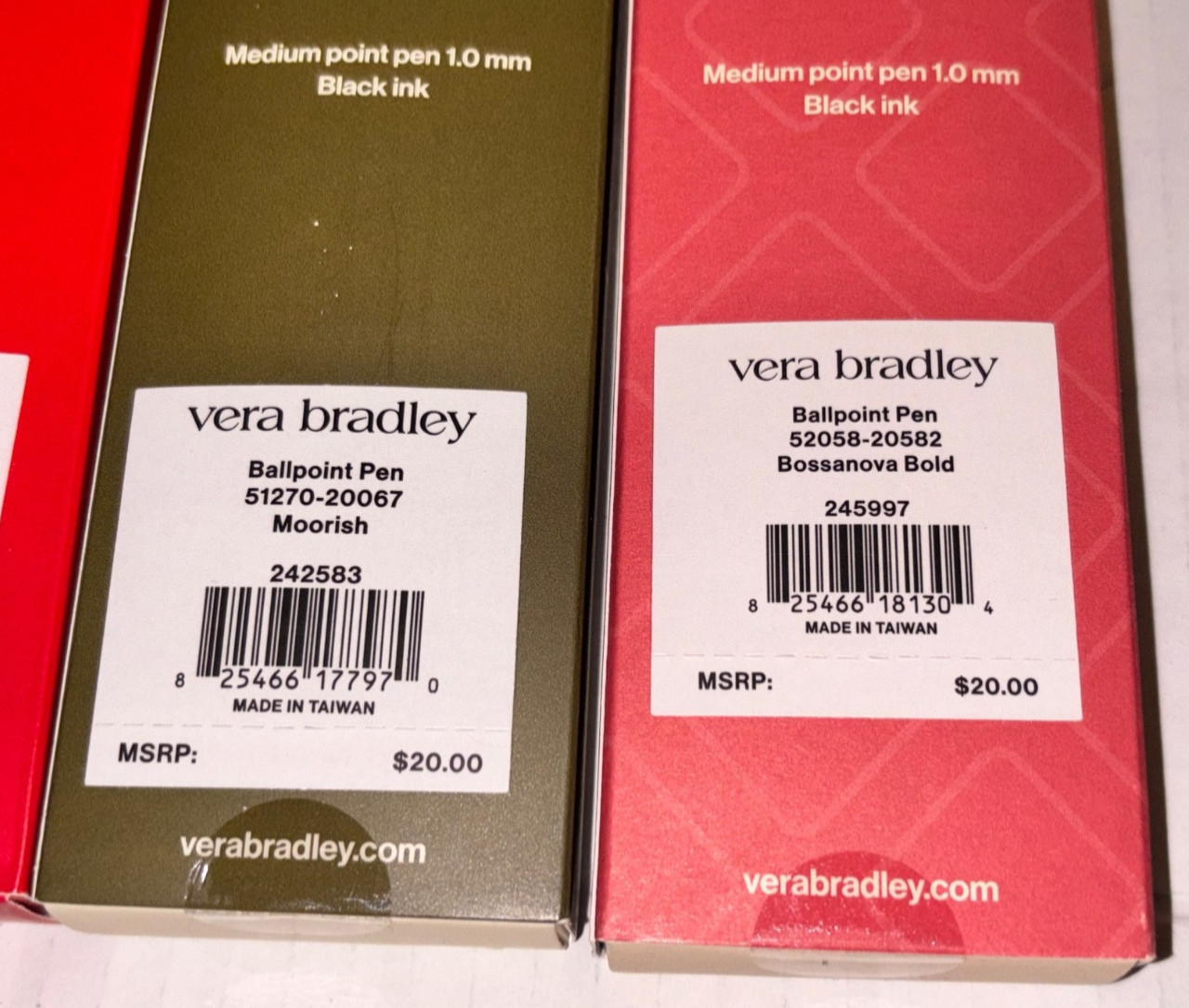 Vera Bradley Ball Point Pen, Black Ink, New In Box (You Choose)