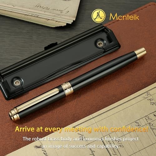 317 Fountain Pen,Stunning Luxury Piano Black and 24K Gold Medium Nib