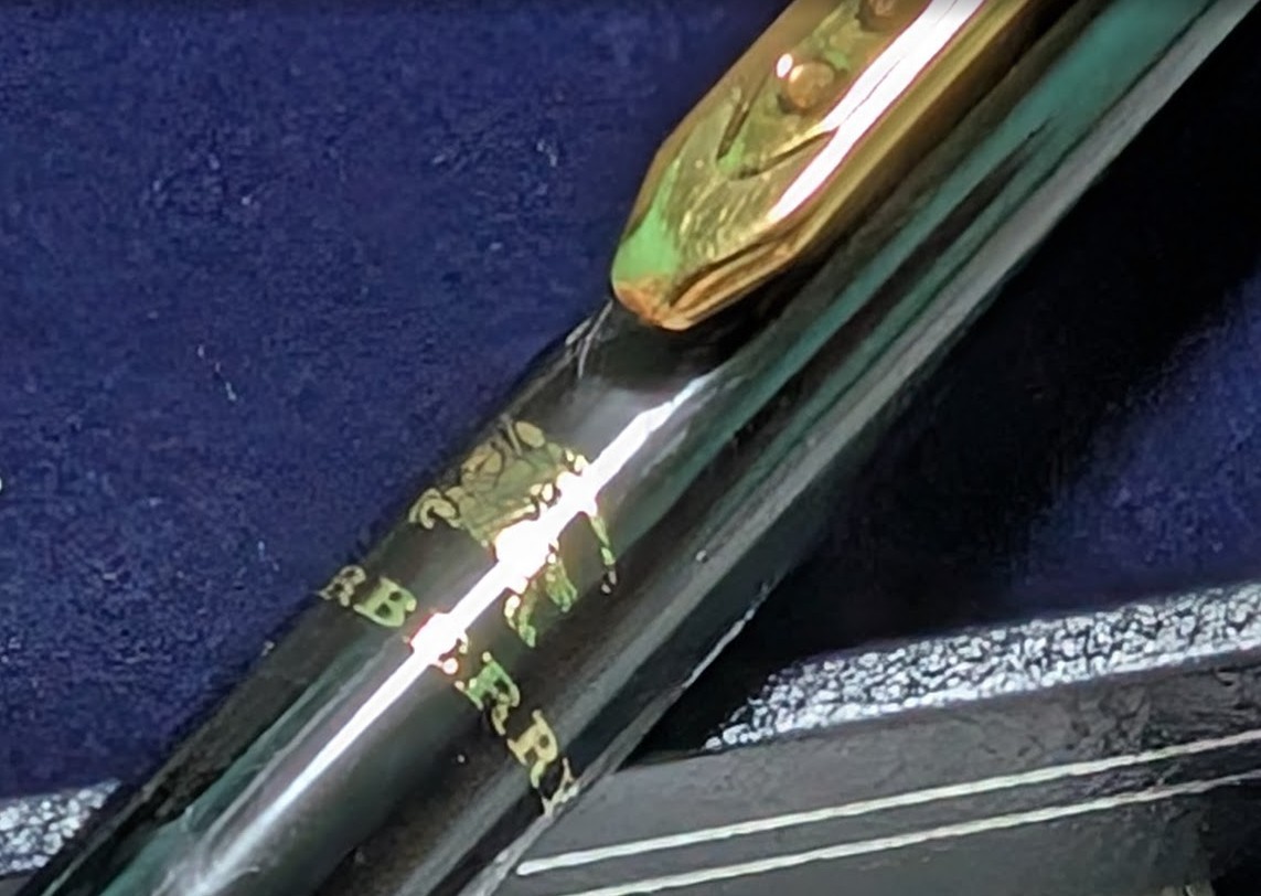 Burberry Ballpoint Pen, Black with Gold Trim, Comes with Box