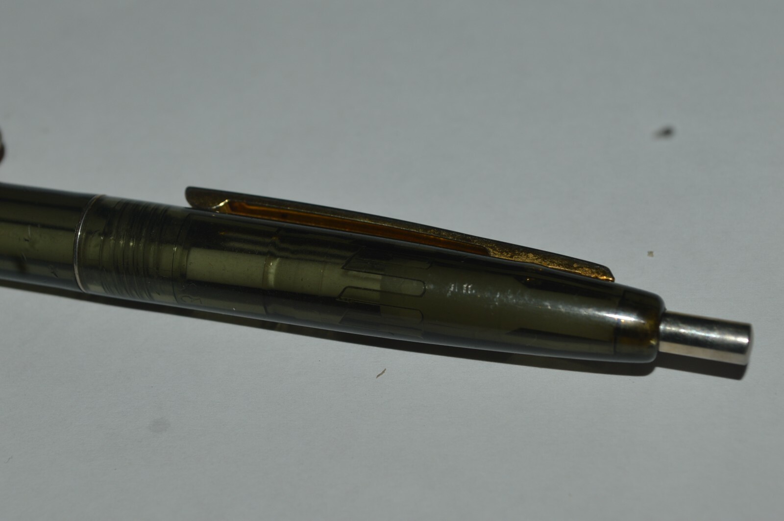 Bic Click TRANSLUCENT Ballpoint Pen Gray Mexico Light Used Very Good Condition