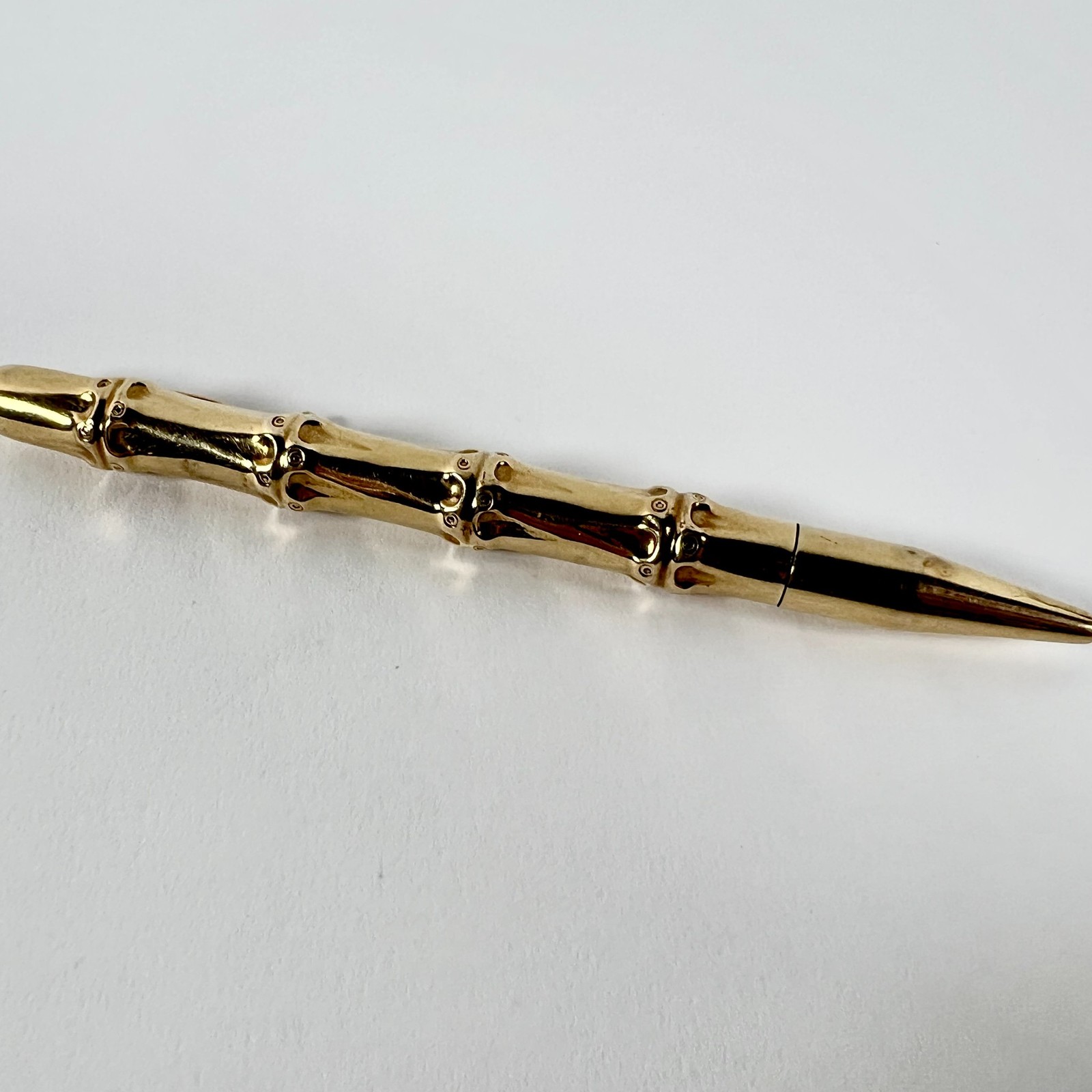 Vintage 1940’s Louis Tamis Bamboo Pen 14K Solid Yellow Gold