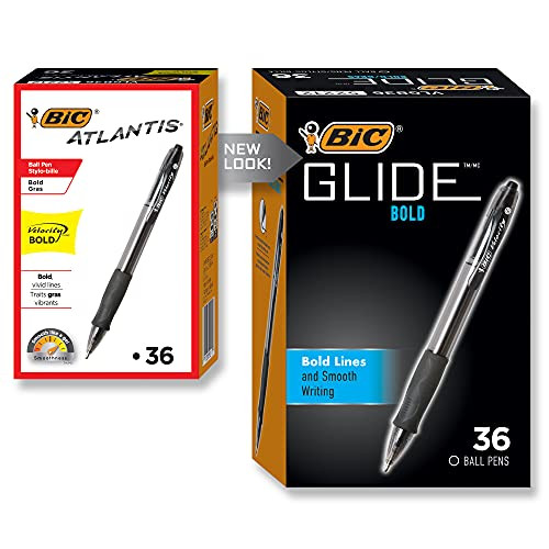 Velocity Bold Retractable Ball Pen, Bold Point 36 Count (Pack of 1) Black