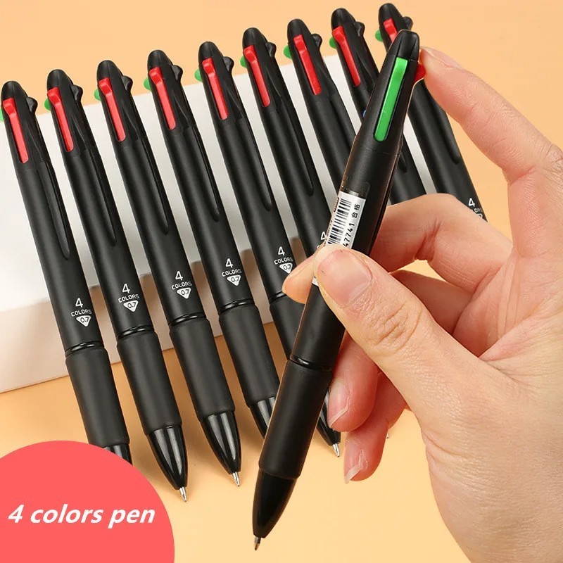 4 Color Ballpoint Pen 0.7mm Retractable Black Blue Red Green Ink Writing Pen