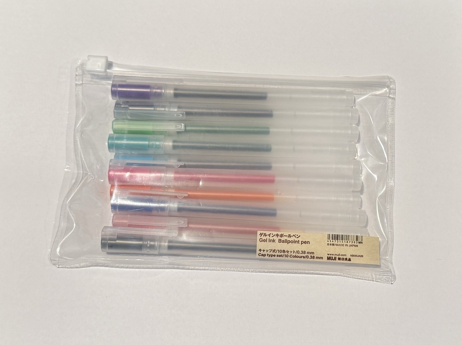 Muji Gel Ink 0.38mm Ballpoint Pen Cap Type – 10 Colors/Colours