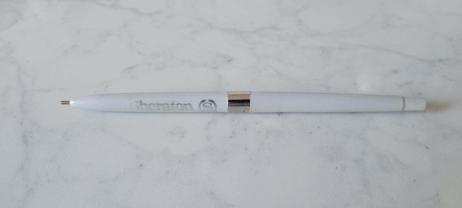 Vintage Sheraton Hotel Pen white with gold trim