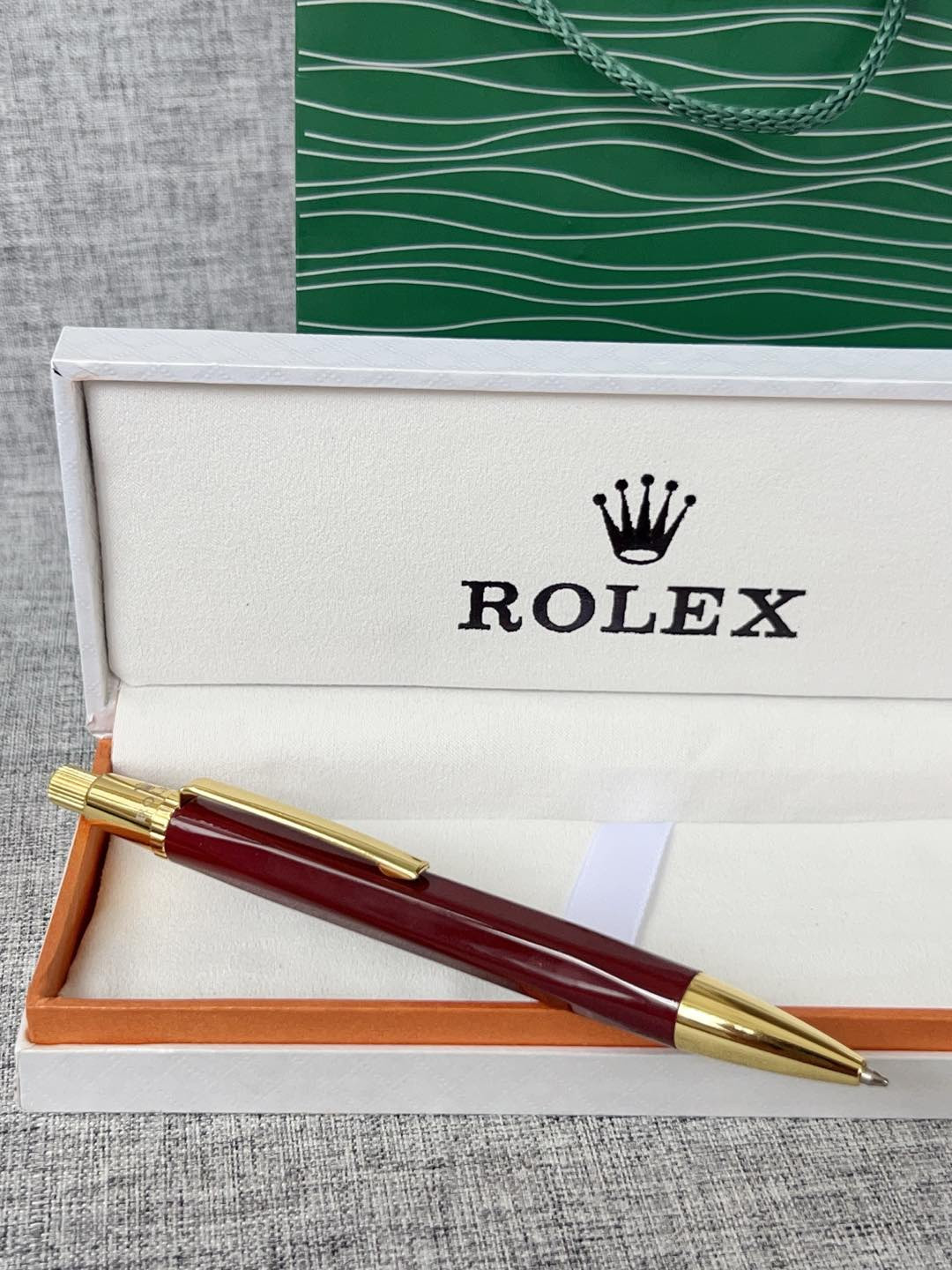 Rolex Classic Red Gold Trim Ballpoint Pen Luxury With Gift Box