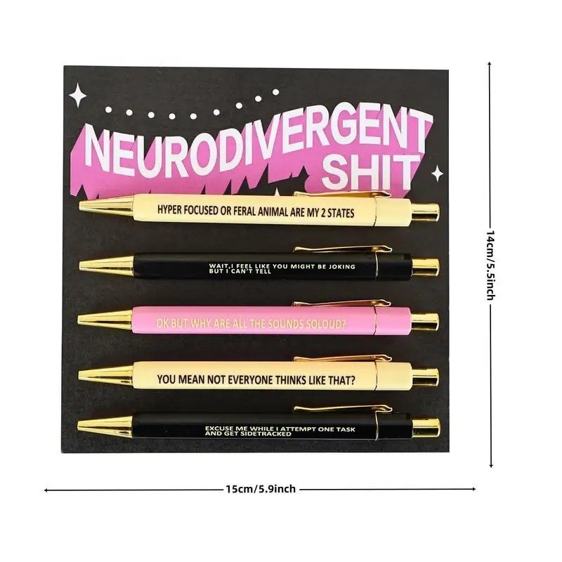 Cute Ballpoint Pens Portable 0.5mm Nib Pens 5x Humorous Stationery Lightweight