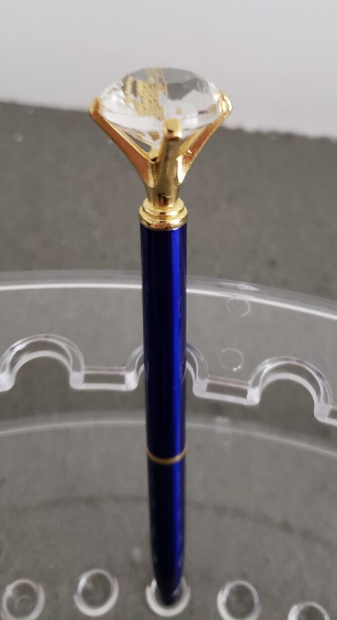 1 Pcs Retractable Diamond Pen with Big Crystal Bling, Crystal Metal Ballpoint