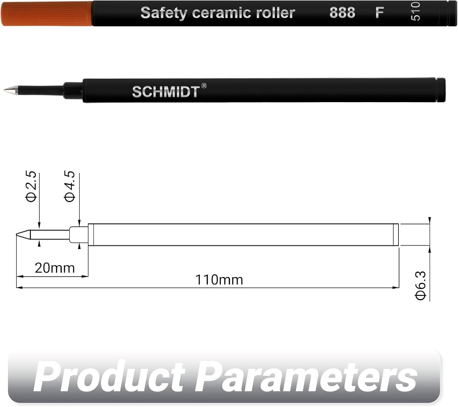 Rollerball Pen Smooth Writing Ballpoint Pens Gift Set, Metal Body with 2 Schmidt