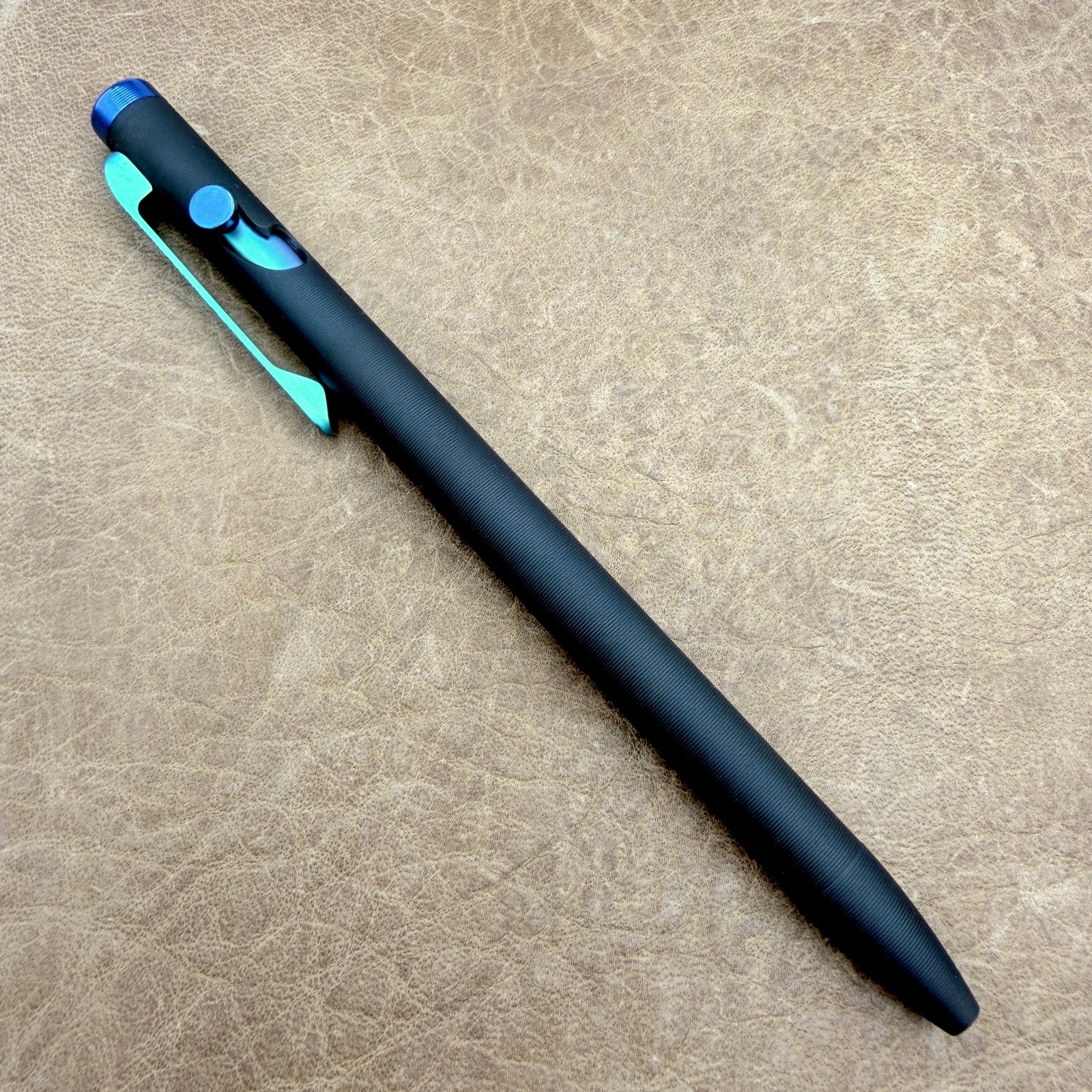Tactile Turn – Titanium Slim Bolt Action Standard Size Pen Tribal Black & Teal