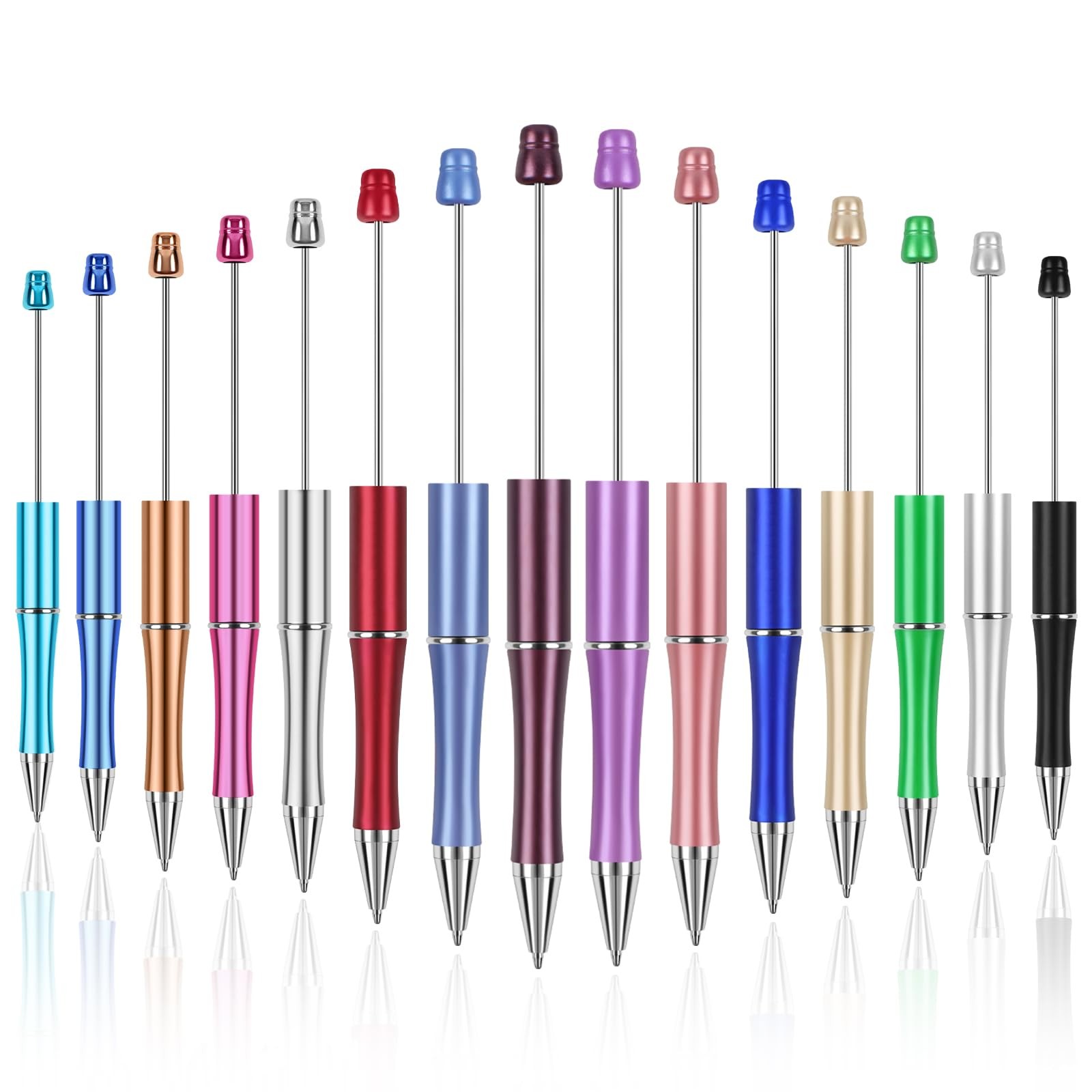 15 PCS Beadable Pens Set, Colorful DIY Ballpoint Pens, Black Ink, Creative Gifts