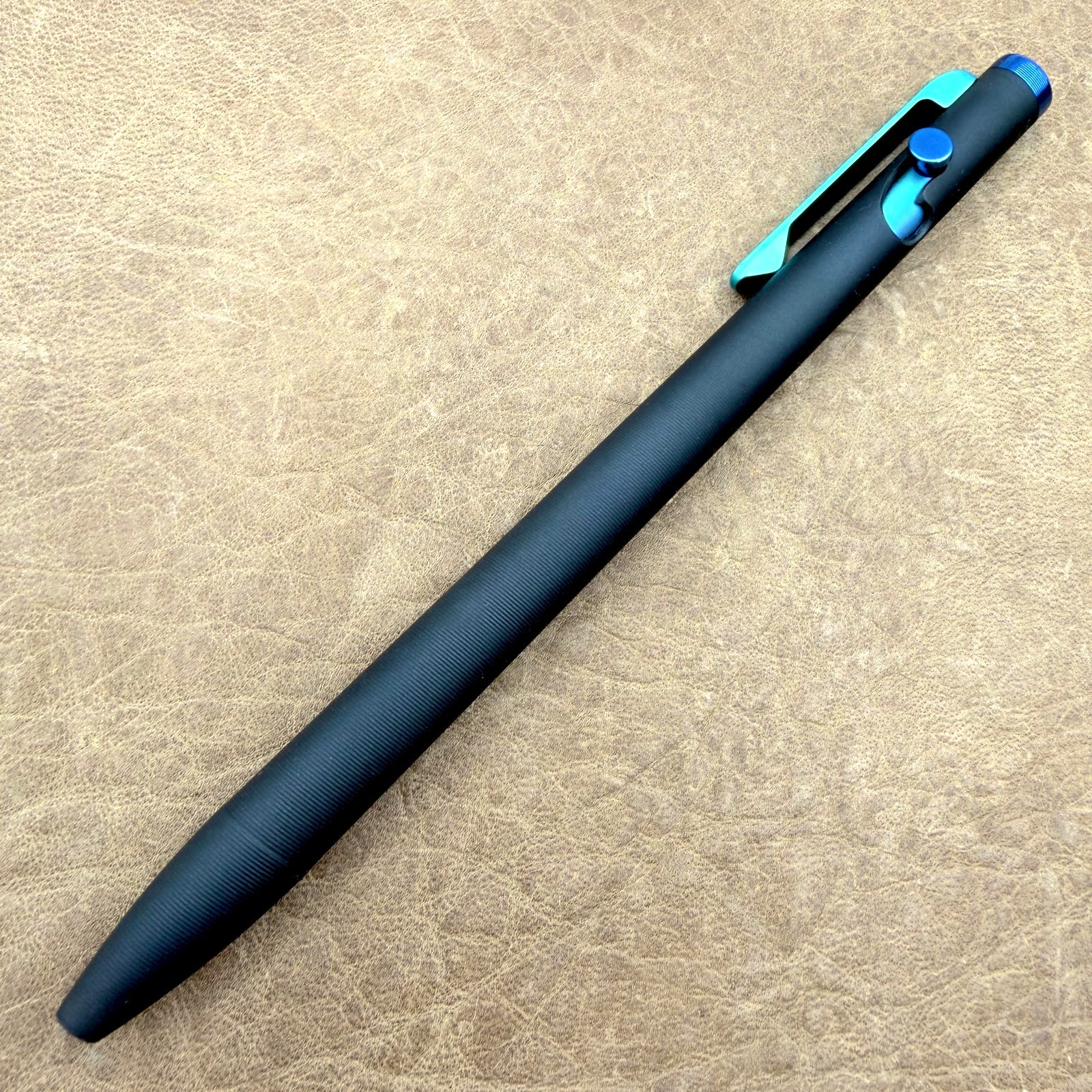 Tactile Turn – Titanium Slim Bolt Action Standard Size Pen Tribal Black & Teal