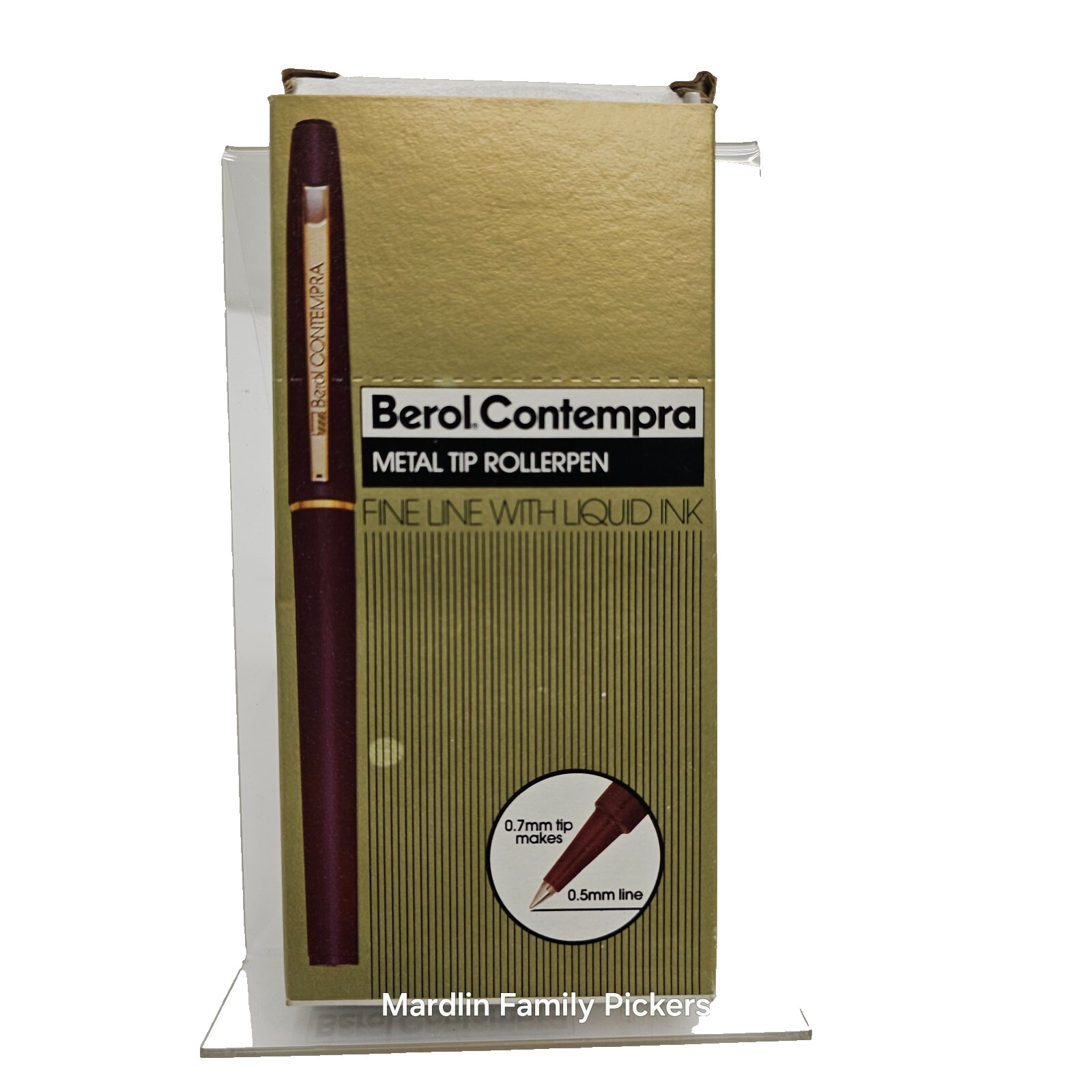NOS Vintage Berol Contempra Metal Tip Rollerpen Fine Line 0.5mm Black Ink Pen