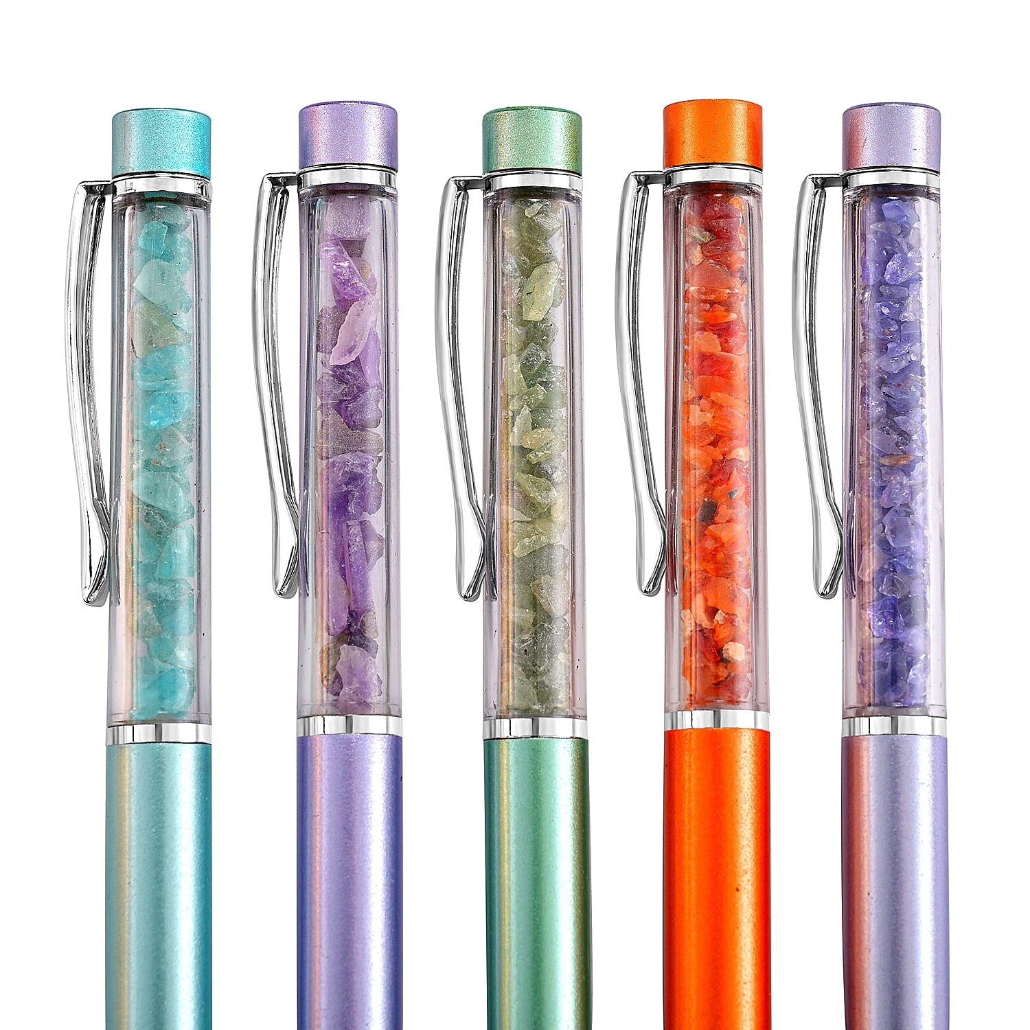 5 Amythyst, Green Apatite, Fire Opal, Tanzanite Blue Apatite Gemstone Pen