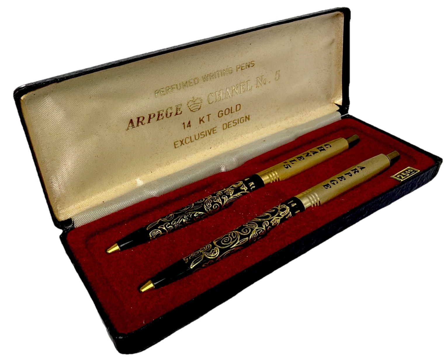 MCM Arpege Chanel No. 5 Ballpoint Pen Set 14k Gold Filigree