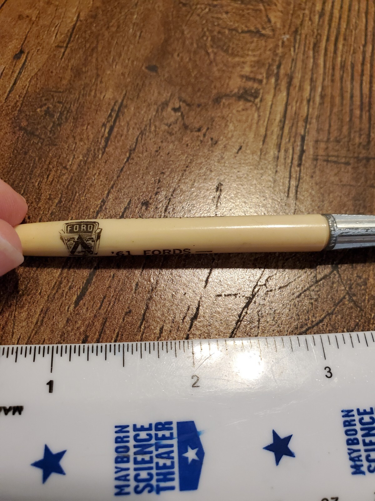 Vintage Atomic Rocket Pen 1961 Ford Touslee Ford St Francis Kansas Metal Top