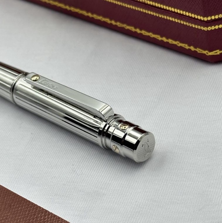 Cartier Ballpoint Pen Santos Silver Trim Luxury 2026 Full Box Gift New Set Boxed