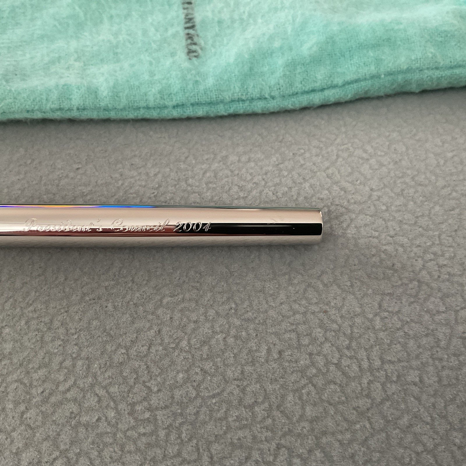 Tiffany & Co. “T” Sterling Silver Ballpoint Roller Pen Black Ink ( engraving)