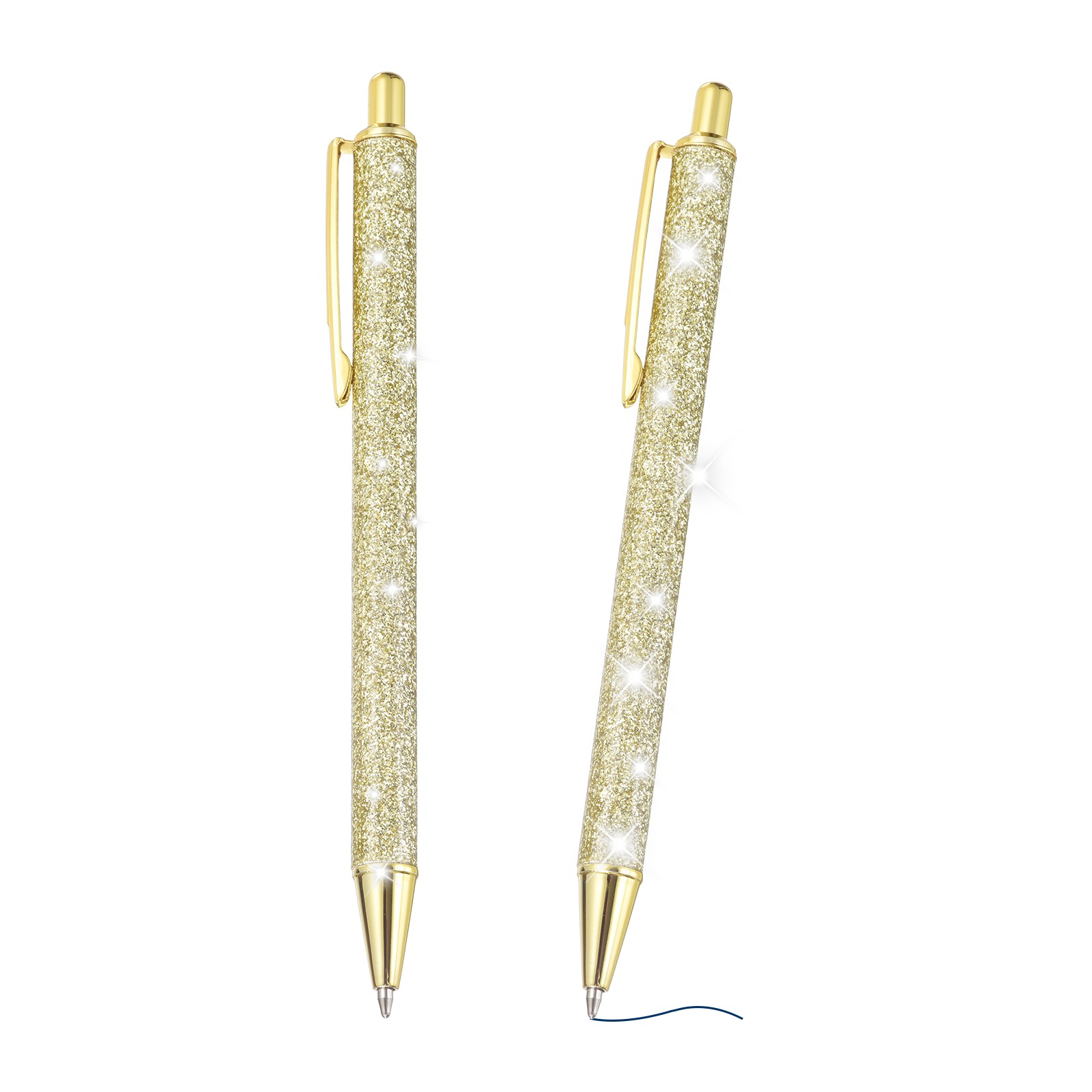 Glitter Ballpoint Pen, 2Pcs Sparkly Fancy Glitter Pen, Gold (Silver Item)