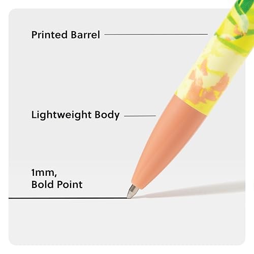 Ballpoint Pens, Bold 1.0mm Black Ink, 12 Pack, Cute Pens, Orange Artist Touch