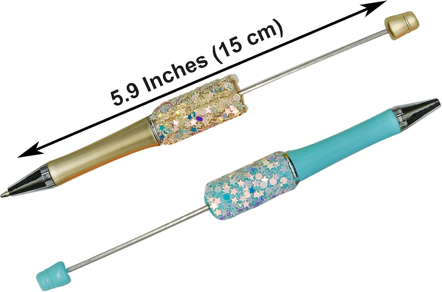 12 PCS Glitter Beadable Ballpoint Pens Retractable Sequin Bead Pen Plastic DIY H