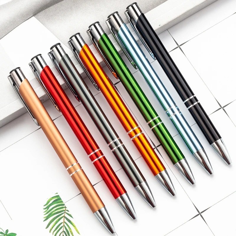 Luxury Full Metal Ballpoint Pen 1mm Black Ink Gel Pen Office Writing Stationery