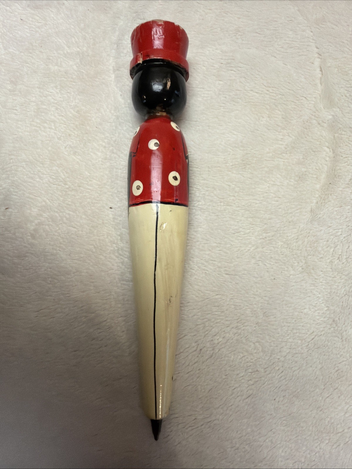 Vintage Collectible Pen From Cancun Featuring A Hand-painted Wooden Figure 6.5”