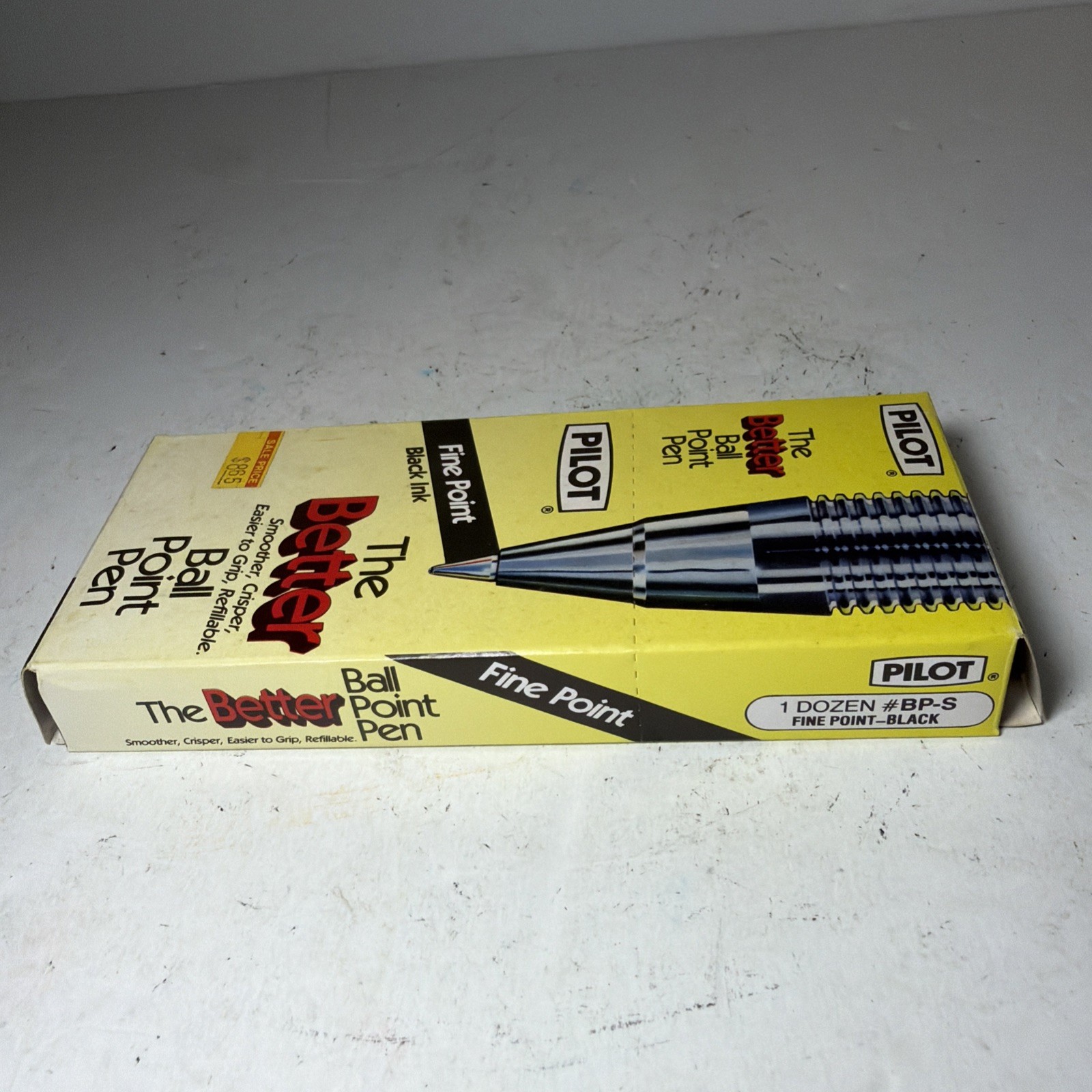 Vintage Pilot The Better Ball Point Pen Fine Point BLACK Ink BP-S 12 Pens New
